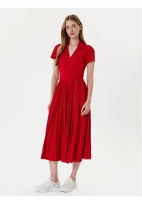 TOMMY HILFIGER - Tommy Hilfiger Sukienka codzienna 1985 WW0WW45733 Czerwony Regular Fit. Okazja: na co dzień. Kolor: czerwony. Materiał: syntetyk. Typ sukienki: proste. Styl: casual