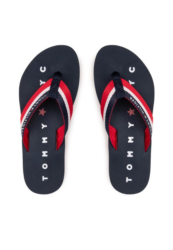 TOMMY HILFIGER - Tommy Hilfiger Japonki Tommy Loves Ny Beach Sandal FW0FW02370 Granatowy. Kolor: niebieski. Materiał: materiał