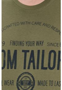 Tom Tailor - Longsleeve bawełniany. Okazja: na co dzień. Kolor: zielony. Materiał: bawełna. Długość rękawa: długi rękaw. Wzór: nadruk. Styl: casual #2