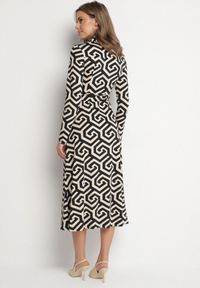 Born2be - Czarna Koszulowa Sukienka z Wiskozą Paskiem i Geometrycznym Motywem Erislevia. Okazja: na spacer, na co dzień. Typ kołnierza: dekolt w kształcie V. Kolor: czarny. Materiał: wiskoza. Długość rękawa: długi rękaw. Wzór: geometria. Typ sukienki: koszulowe. Styl: klasyczny, casual, elegancki #5