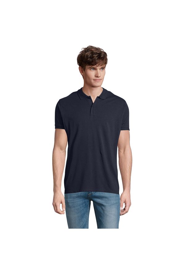 SOL'S - Męska Koszulka Polo Planet. Typ kołnierza: polo. Kolor: niebieski. Sport: turystyka piesza