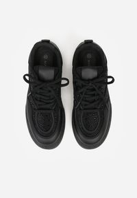 Born2be - Czarne Sneakersy na Grubej Podeszwie z Cyrkoniami Catith. Okazja: na co dzień. Kolor: czarny. Materiał: jeans #7