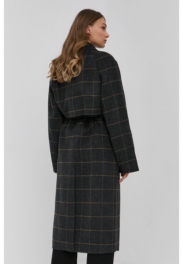 IVY & OAK - Ivy Oak Płaszcz wełniany kolor szary przejściowy. Okazja: na co dzień. Kolor: szary. Materiał: wełna. Styl: klasyczny, casual