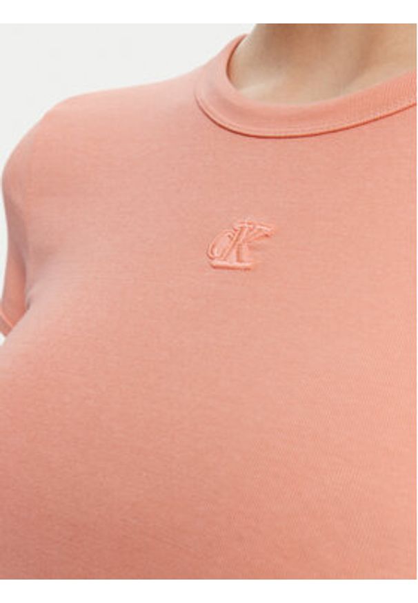 Calvin Klein Jeans Sukienka codzienna LV047B266G Koralowy Slim Fit. Okazja: na co dzień. Kolor: pomarańczowy. Materiał: bawełna. Typ sukienki: proste. Styl: casual