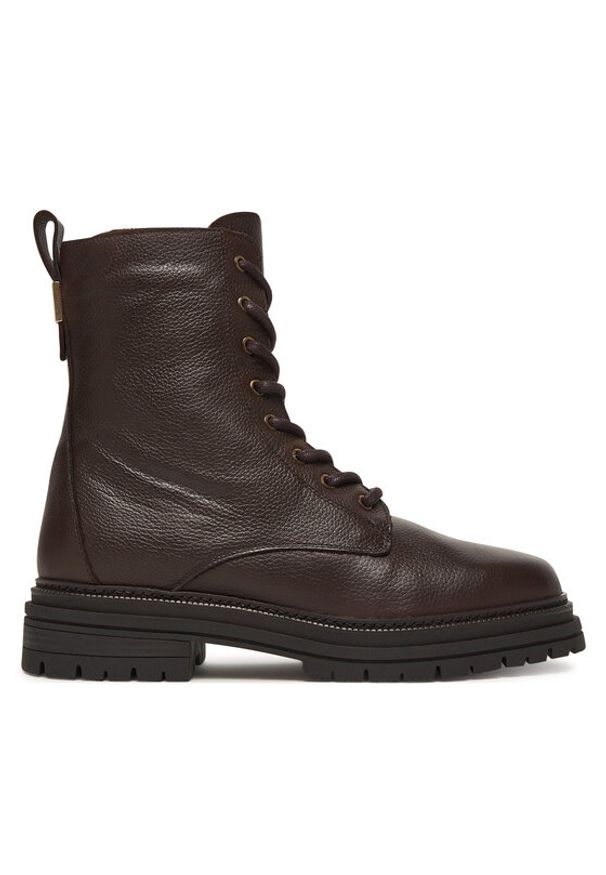 TOMMY HILFIGER - Tommy Hilfiger Trapery Th Plaque Pebble Lace Boot Warm FW0FW08767 Brązowy. Kolor: brązowy. Materiał: skóra
