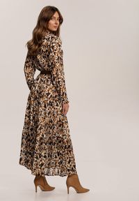 Renee - Brązowa Sukienka Mossaxe. Kolor: brązowy. Materiał: tkanina. Długość rękawa: długi rękaw. Typ sukienki: kopertowe. Długość: midi #4