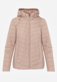 Born2be - Beżowa Przejściowa Kurtka Pikowana z Odpinanym Kapturem Edrelith. Okazja: na co dzień. Kolor: beżowy. Materiał: jeans, nylon. Styl: casual #5