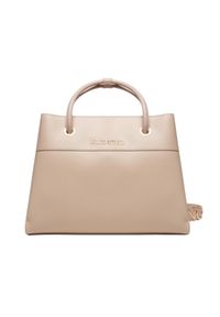 Valentino by Mario Valentino - VALENTINO Beżowa shopperka Alexia. Kolor: beżowy. Wzór: aplikacja, paski #9