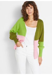 bonprix - Sweter bez zapięcia oversized. Kolor: zielony