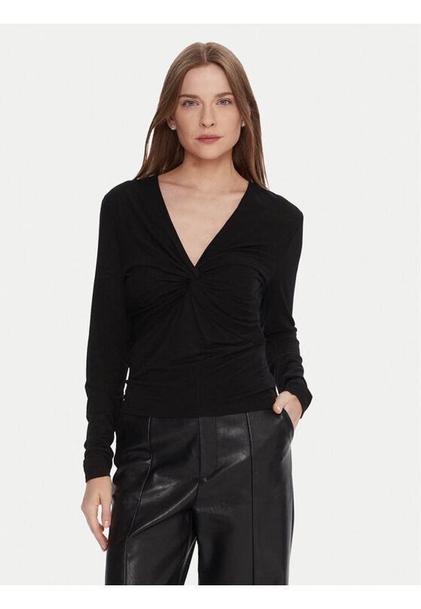 Lola Casademunt by Maite Bluzka MF2515029 Czarny Slim Fit. Kolor: czarny. Materiał: wiskoza