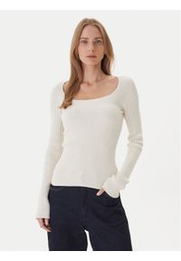 Kontatto Sweter 3M0830C Écru Slim Fit. Materiał: wiskoza
