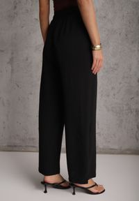 Renee - Czarne Spodnie Casual Wide Leg High Waist Zdobione Klamerką w Talii Cythiopis. Okazja: na co dzień. Kolekcja: plus size. Kolor: czarny. Długość: długie. Wzór: aplikacja. Stan: podwyższony. Materiał: tkanina. Sezon: lato. Styl: casual #3