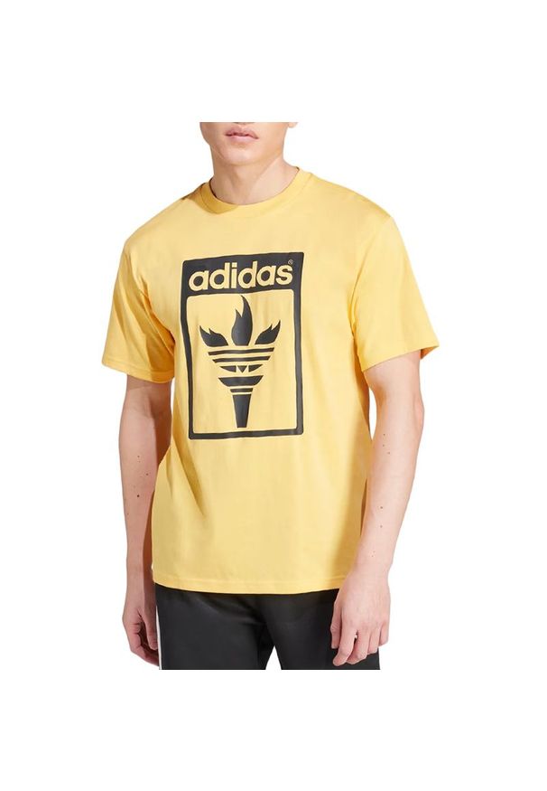 Adidas - Koszulka adidas Originals Trefoil Torch JJ1220 - żółta. Kolor: żółty. Materiał: bawełna, dzianina. Długość rękawa: krótki rękaw. Długość: krótkie