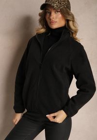 Renee - Czarna Bluza z Zapięciem na Suwak Kieszeniami i Stójką Esandria. Okazja: na co dzień. Typ kołnierza: kołnierzyk stójkowy. Kolor: czarny. Materiał: jeans. Styl: casual, klasyczny