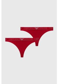 Emporio Armani Underwear stringi 2-pack kolor czerwony. Kolor: czerwony. Materiał: materiał