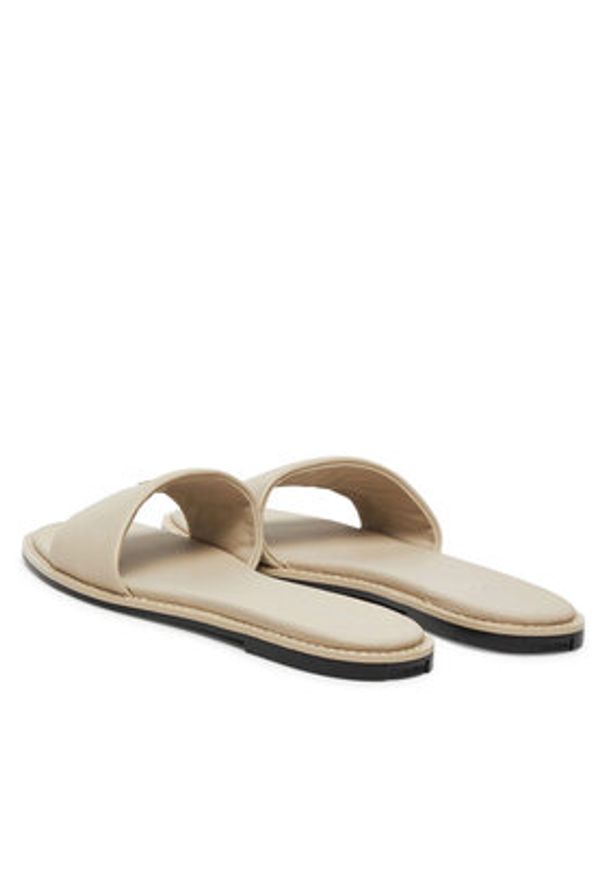 Calvin Klein Klapki Flat Sandal Square Hf Lth HW0HW02652 Beżowy. Kolor: beżowy. Materiał: skóra