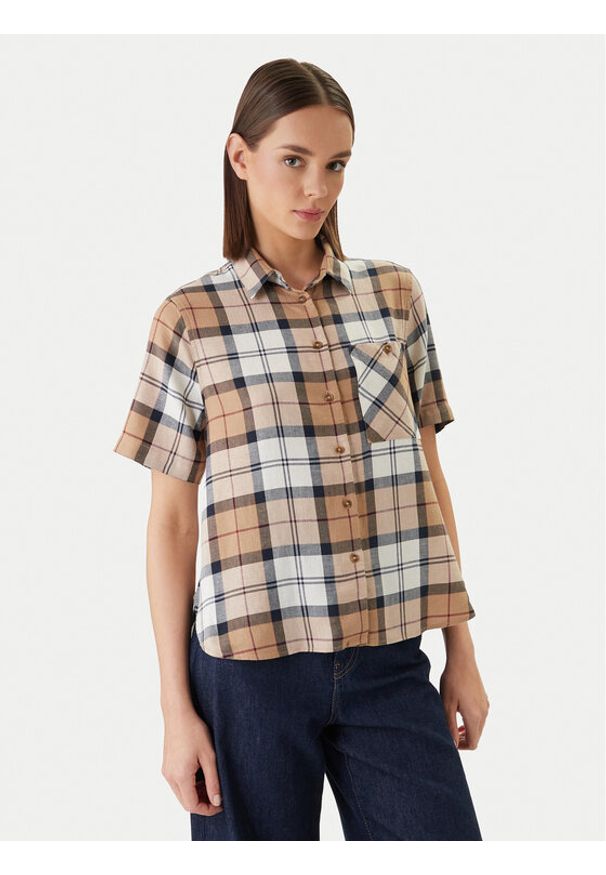 Barbour Koszula Fern LSH1744BR37 Beżowy Regular Fit. Kolor: beżowy. Materiał: syntetyk