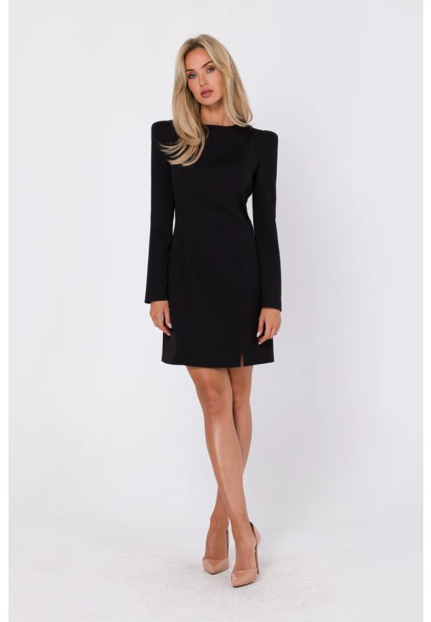 MOE - Elegancka klasyczna sukienka ołówkowa czarna. Kolor: czarny. Typ sukienki: ołówkowe. Styl: elegancki, klasyczny