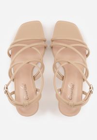 Renee - Beżowe Sandały na Klepsydrowej Szpilce z Geometrycznymi Paskami Molthise. Zapięcie: pasek. Kolor: beżowy. Wzór: geometria. Obcas: na szpilce. Styl: wizytowy, glamour #8