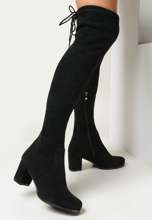 Born2be - Czarne Kozaki Capisa. Wysokość cholewki: za kolano. Kolor: czarny. Szerokość cholewki: normalna. Obcas: na słupku