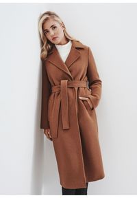 Ochnik - Długi płaszcz damski w kolorze camel. Kolor: brązowy. Materiał: wełna. Długość: długie #1