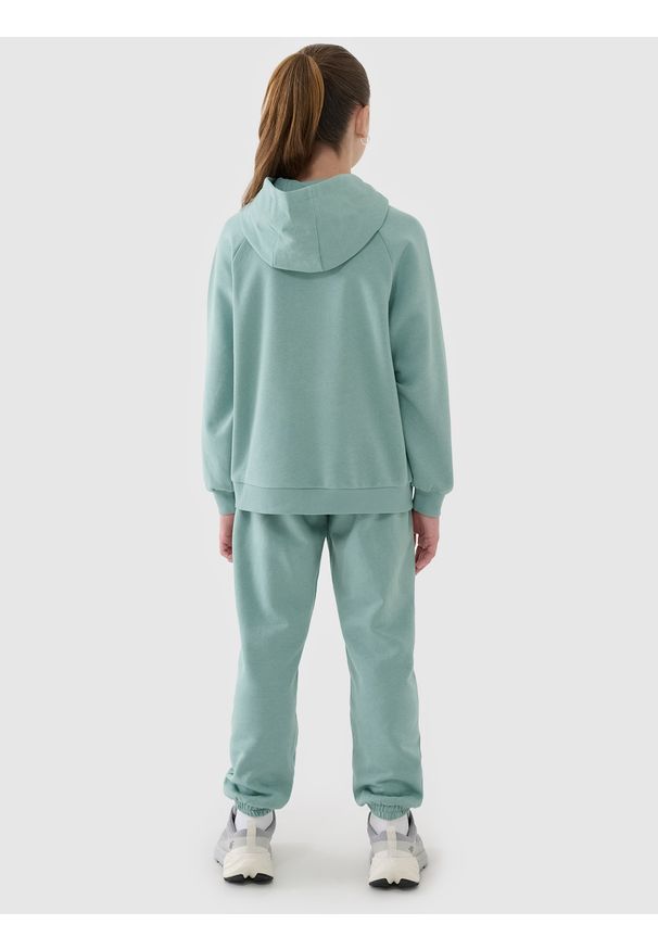 4f - 4F Spodnie dresowe joggery dziewczęce - turkusowe 152 (11-12 lat). Okazja: na co dzień. Kolor: turkusowy. Materiał: dresówka. Wzór: gładki, ze splotem. Sezon: lato. Styl: casual, sportowy