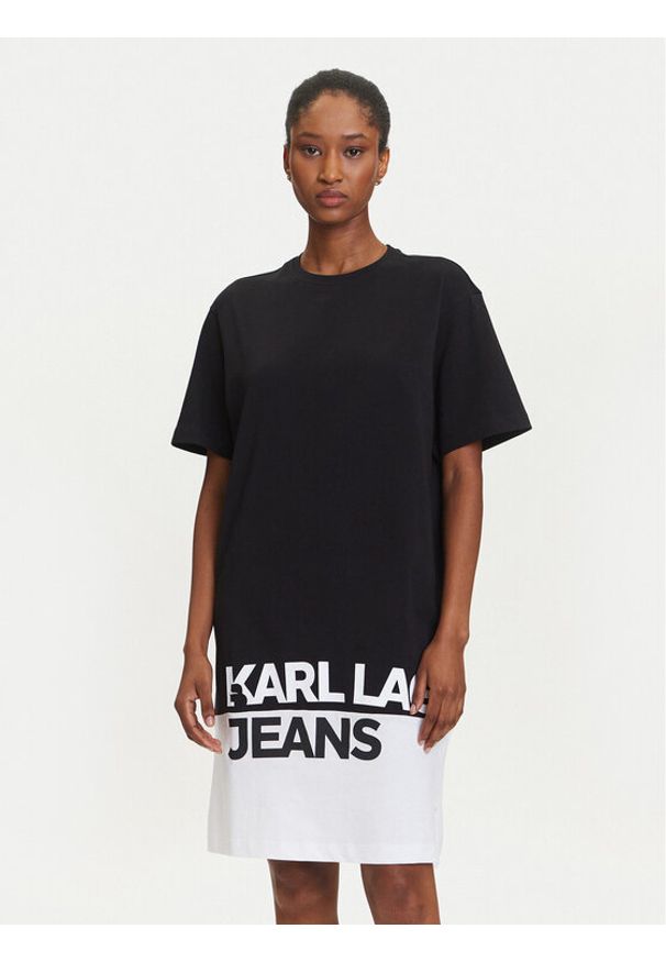 Karl Lagerfeld Jeans Sukienka codzienna A3W13005 Czarny Regular Fit. Okazja: na co dzień. Kolor: czarny. Materiał: bawełna. Typ sukienki: proste. Styl: casual