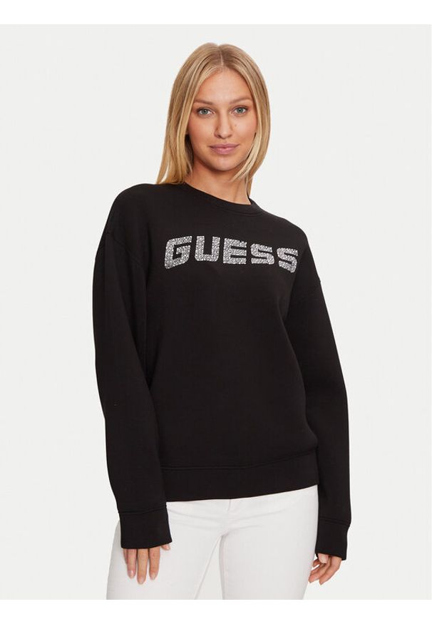 Guess Bluza V4BQ15 K7UW2 Czarny Regular Fit. Kolor: czarny. Materiał: wiskoza