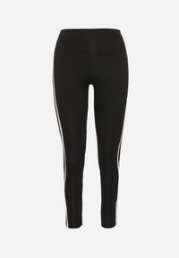 Born2be - Czarne Elastyczne Legginsy z Efektem Push-Up Ozdobione Lampasami Akeria. Okazja: na co dzień. Kolor: czarny. Wzór: aplikacja. Styl: sportowy, casual #4