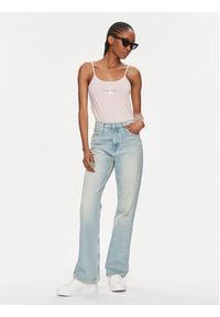 Calvin Klein Jeans Top Monologo Strappy Tank Top J20J223105 Różowy Slim Fit. Kolor: różowy. Materiał: bawełna #5