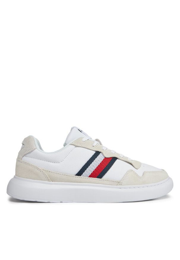 TOMMY HILFIGER - Tommy Hilfiger Sneakersy Light Cupsole Lth Mix Stripes FM0FM04889 Biały. Kolor: biały. Materiał: materiał