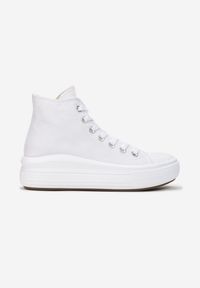 Born2be - Białe Trampki Merog. Wysokość cholewki: przed kolano. Nosek buta: okrągły. Kolor: biały. Materiał: materiał, guma, jeans. Szerokość cholewki: normalna #5