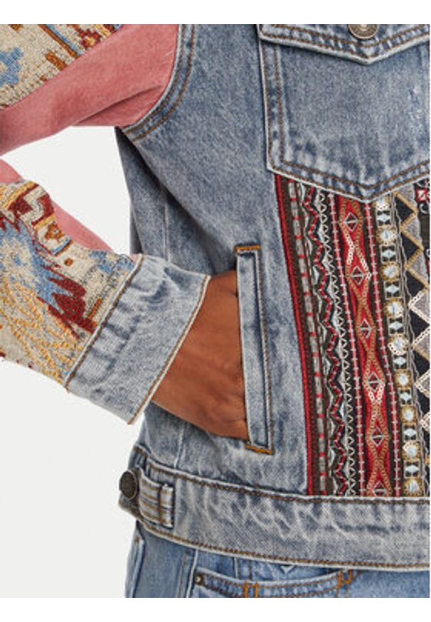 Desigual Kurtka jeansowa Boho 25WWED10 Kolorowy Regular Fit. Materiał: bawełna. Wzór: kolorowy. Styl: boho
