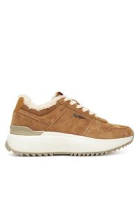 Pepe Jeans Sneakersy Kimi Block W PLS600022 Brązowy. Kolor: brązowy. Materiał: zamsz, skóra