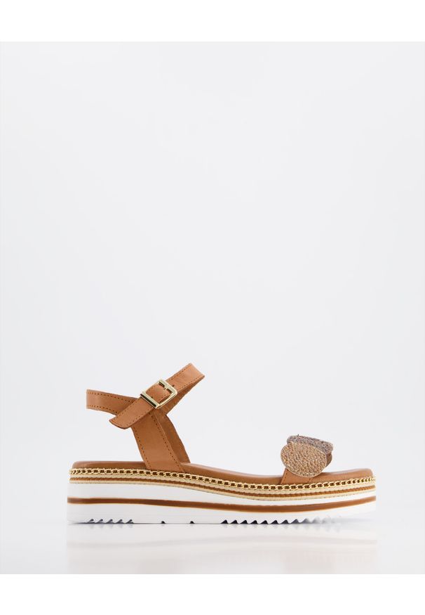 Venezia - SANDAŁY DAMSKIE 261607 COCONUT. Materiał: skóra, syntetyk. Obcas: na obcasie. Wysokość obcasa: średni