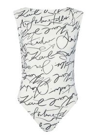 Karl Lagerfeld - KARL LAGERFELD Body A3W17010 Écru Slim Fit. Typ kołnierza: dekolt w karo. Materiał: syntetyk #3