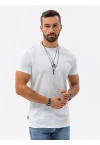 Ombre Clothing - T-shirt męski bawełniany BASIC - biały - Rozmiar: XXL. Kolor: biały. Materiał: bawełna. Styl: klasyczny