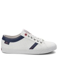 Białe Trampki Cross Jeans Męskie Stylowe Obuwie. Okazja: na co dzień. Kolor: biały. Materiał: materiał, skóra ekologiczna. Szerokość cholewki: normalna. Wzór: aplikacja. Styl: elegancki #3