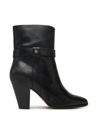 TOMMY HILFIGER - Tommy Hilfiger Botki Th T-Strap Leather Pointy Bootie FW0FW08984 Czarny. Kolor: czarny. Materiał: skóra #1