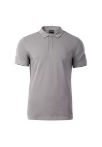 Hi-tec - Koszulka polo męska Hi-Tec Romso - szara, Rozmiar XXXL. Typ kołnierza: polo. Kolor: szary. Materiał: bawełna, materiał, skóra