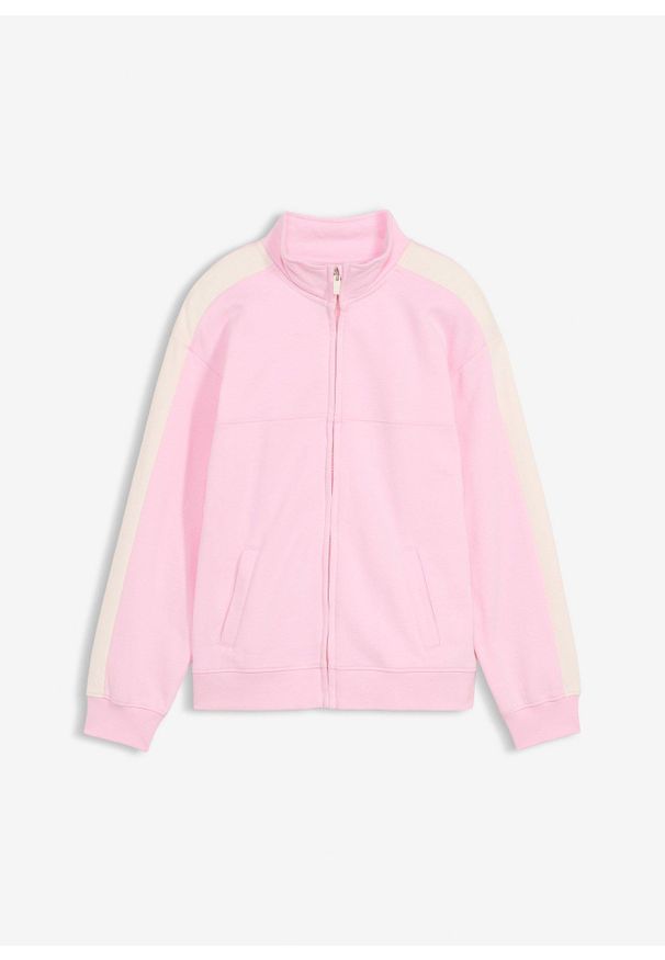 bonprix - Bluza rozpinana z czystej bawełny organicznej. Kolor: różowy. Materiał: bawełna. Styl: sportowy