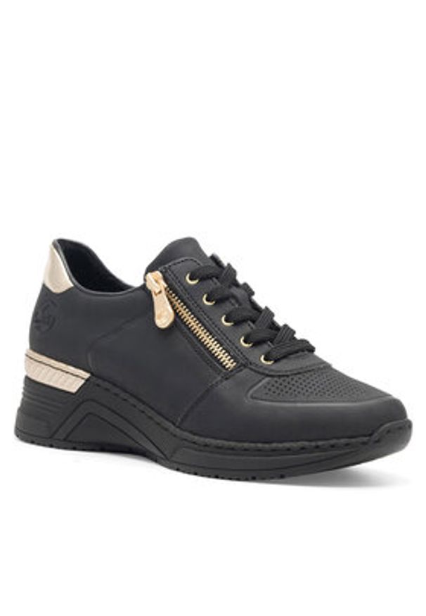 Rieker Sneakersy N4305-00 Czarny. Kolor: czarny. Materiał: materiał