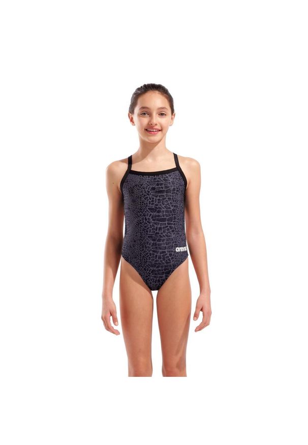 Strój Kąpielowy Dziewczęcy Arena Snakeskin Swimsuit Challengeback. Kolor: czarny