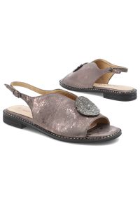 Sandały damskie S.Barski, cholewka ze skóry ekologicznej zapinane na sprzączkę, szare, KV61-6035. Zapięcie: sprzączka. Kolor: szary. Materiał: skóra ekologiczna #4