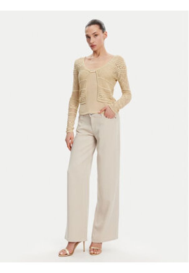 Guess Kardigan W5GR15 Z3E22 Beżowy Regular Fit. Kolor: beżowy. Materiał: wiskoza