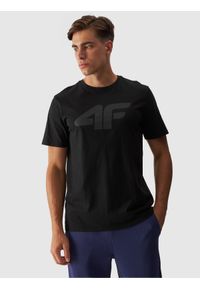 4f - 4F T-shirt regular z nadrukiem męski - czarny S. Okazja: na co dzień. Kolor: czarny. Materiał: bawełna, jersey, dzianina. Długość rękawa: krótki rękaw. Długość: krótkie. Wzór: nadruk. Styl: klasyczny, sportowy, casual