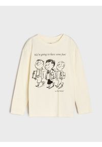 Sinsay - Bawełniana koszulka z nadrukiem Le Petit Nicolas - beżowy. Kolor: beżowy. Materiał: bawełna. Wzór: nadruk #1