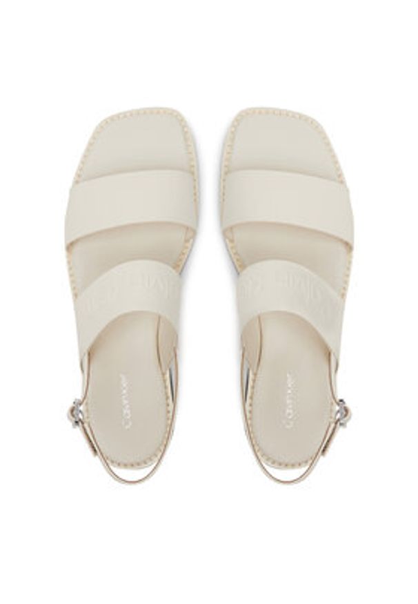 Calvin Klein Sandały Flat Sandal - He HW0HW02377 Écru. Materiał: skóra