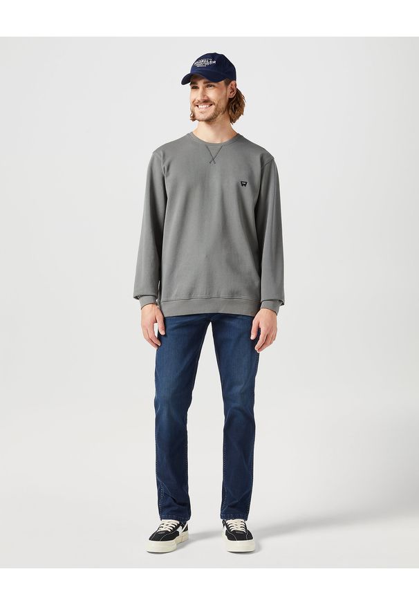 Wrangler - WRANGLER MĘSKA BLUZA WRANGLER SIGN OFF CREW GUN METAL 112350537