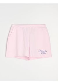 Sinsay - Bawełniane szorty dresowe - różowy. Kolor: różowy. Materiał: bawełna, dresówka #1